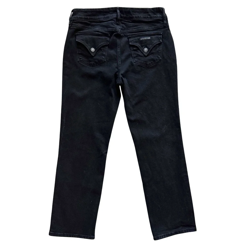 Hudson Black Denim Jeans Straight Leg Button Fly Women's Sz 12‎ High Rise Staple